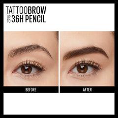 Maybelline TattooStudio spoolie end blends for natural-looking brows.