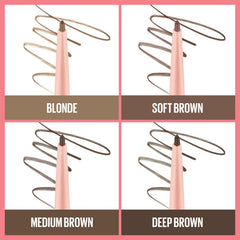 Soft brown shade on Maybelline pencil suits warm-toned brows for everyday makeup.