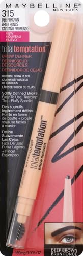 Maybelline Total Temptation Eyebrow Definer Pencil spoolie blends brows for soft definition.