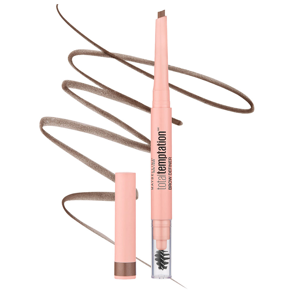 Maybelline Total Temptation Eyebrow Pencil teardrop tip for precise filling and natural shaping.