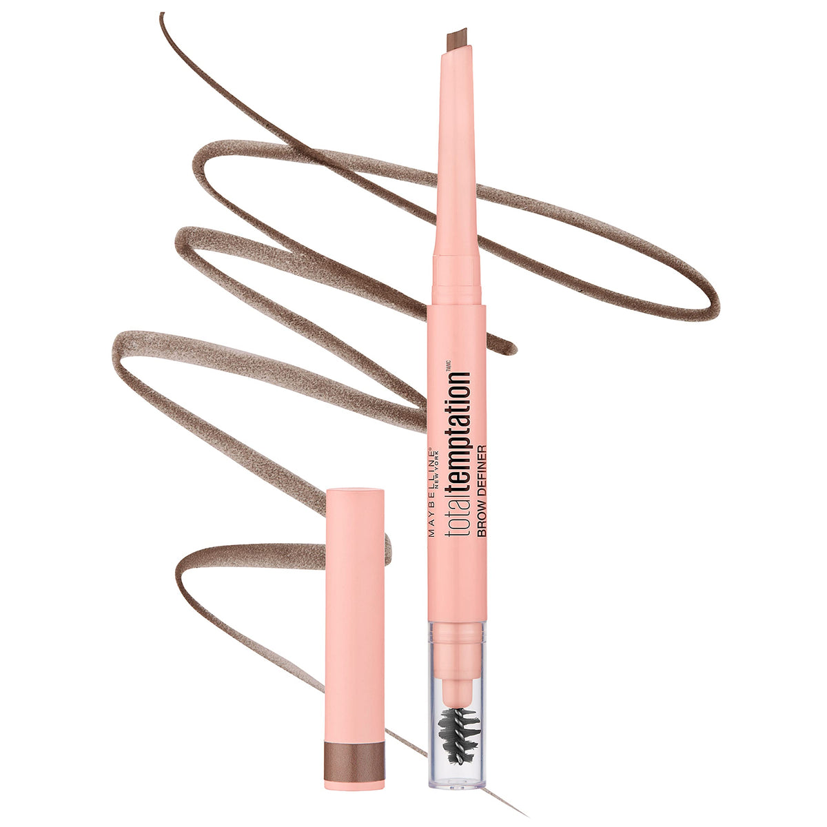 Maybelline Total Temptation Eyebrow Pencil teardrop tip for precise filling and natural shaping.
