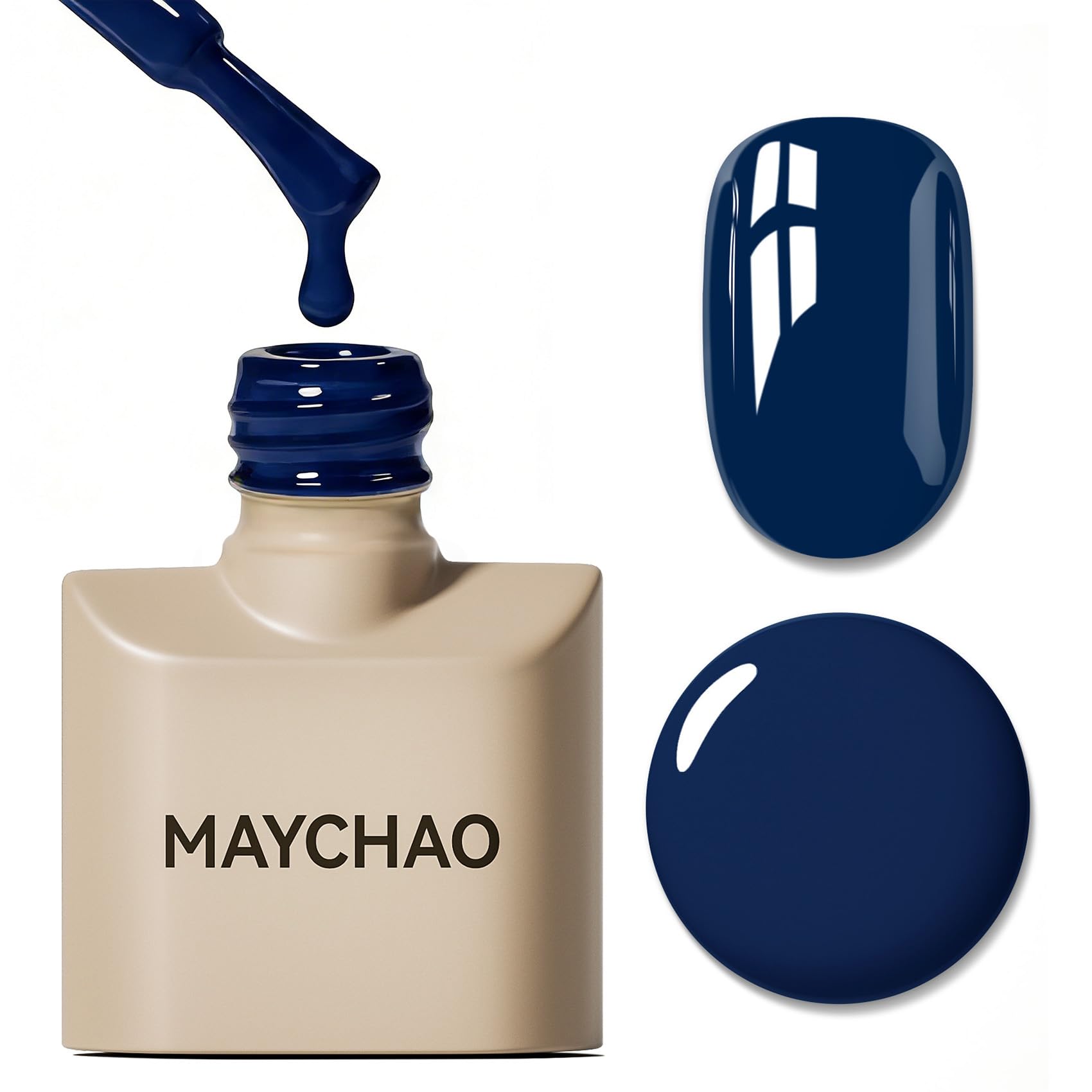 MAYCHAO navy blue gel nail polish bottle ready for long-lasting color