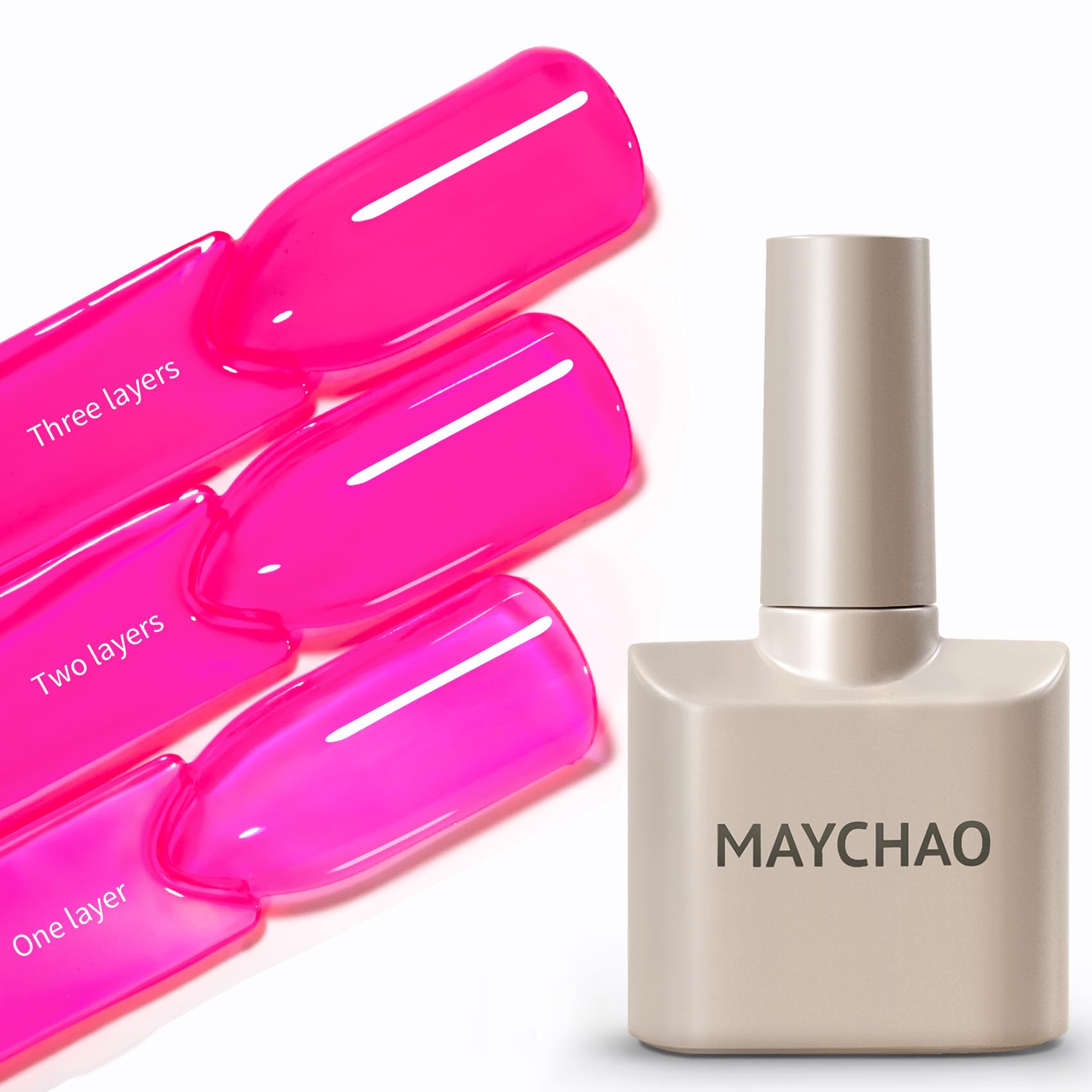 Maychao jelly gel nail polish bottle in 15ml, translucent pink for easy at-home manicures.