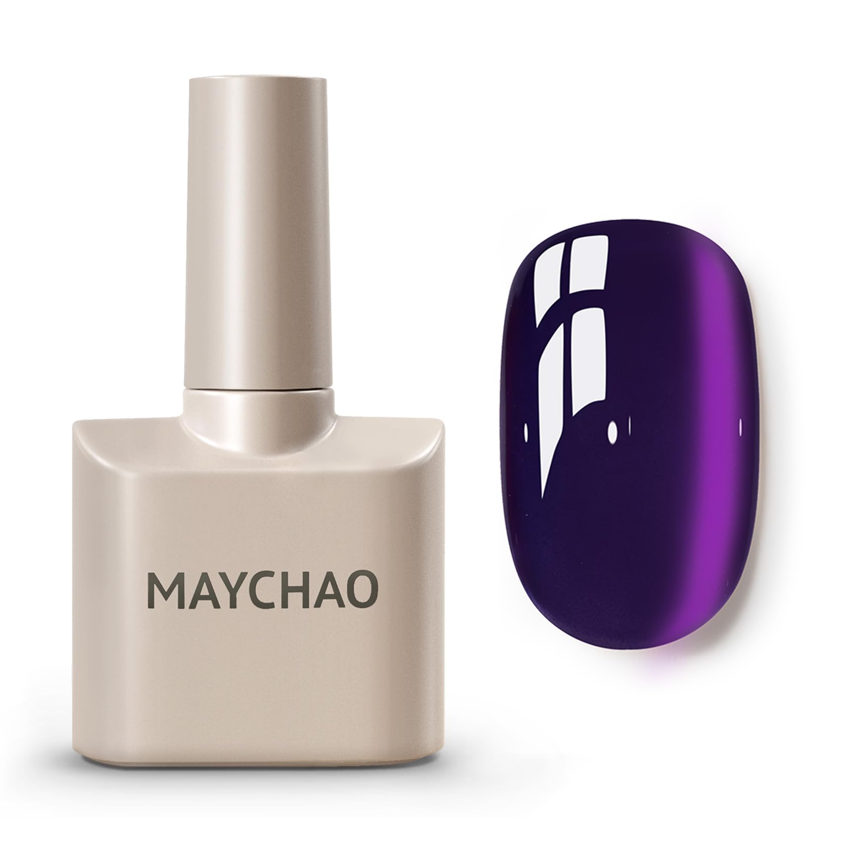MAYCHAO Gel Ojo de Gato Púrpura Seda, botella con efecto ojo de gato.