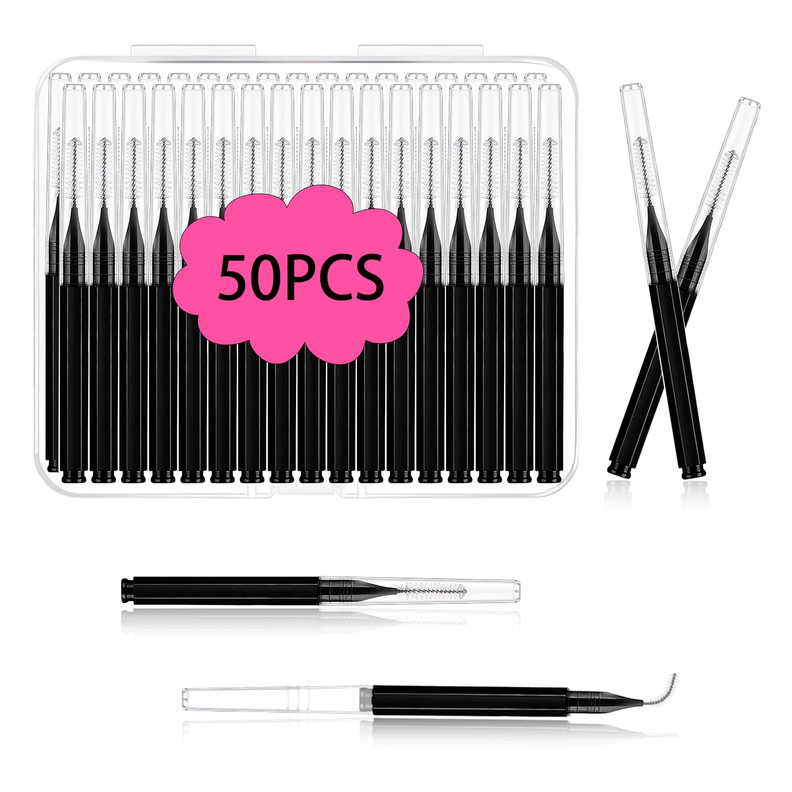 MAYEEN micro eyebrow brush set with cap for precise brow lamination and lash grooming