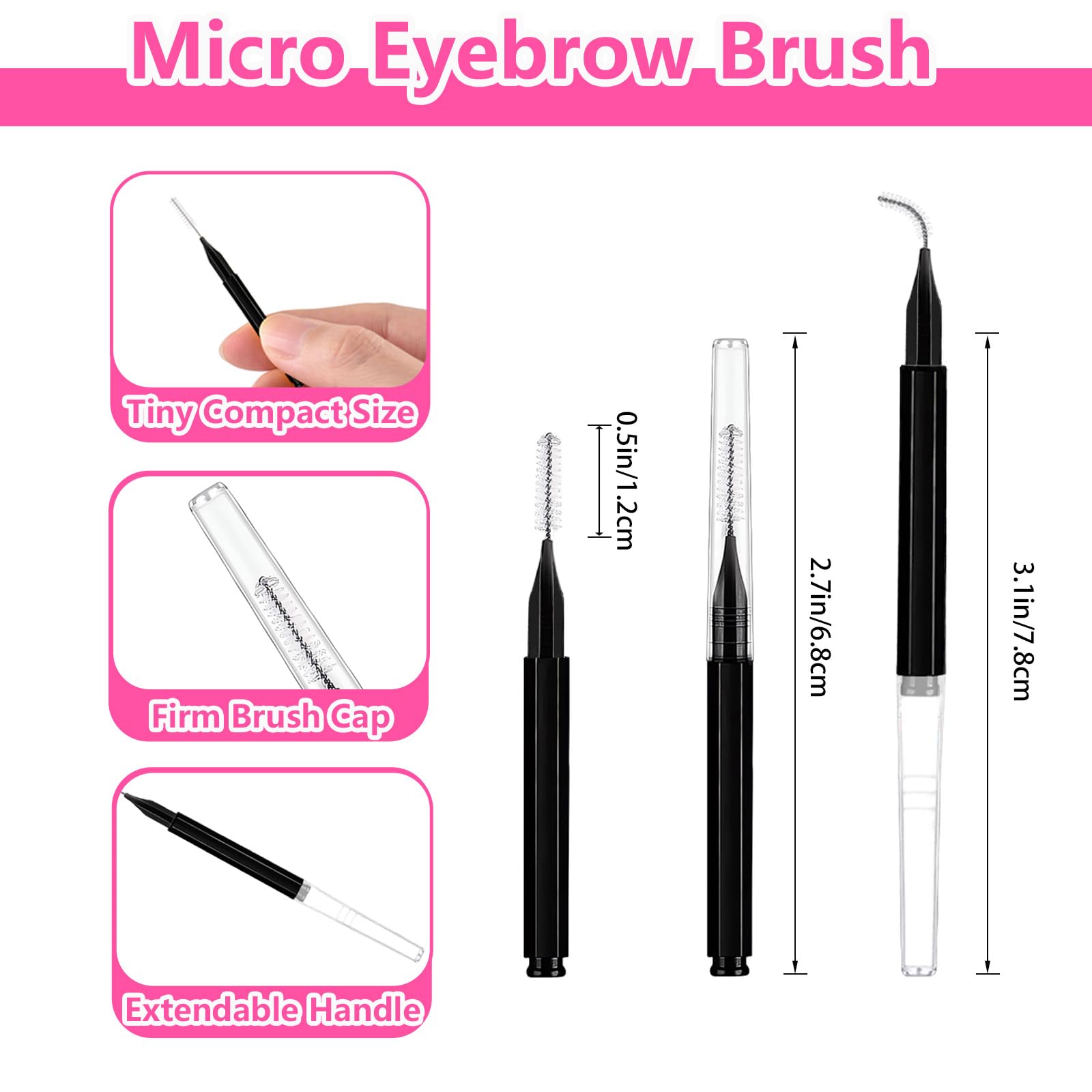MAYEEN mini spoolie for eyebrows and lashes with cap to keep tips clean