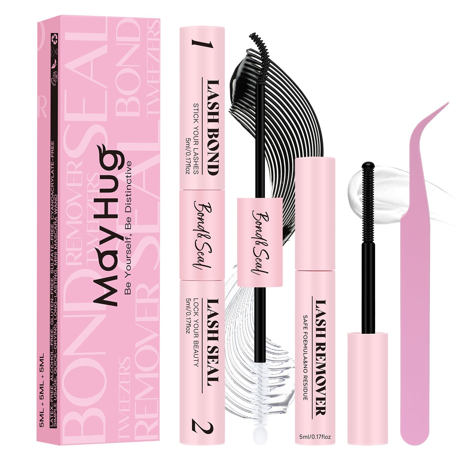 Mayhug lash bond and seal glue tube for strong, long-lasting at-home extensions