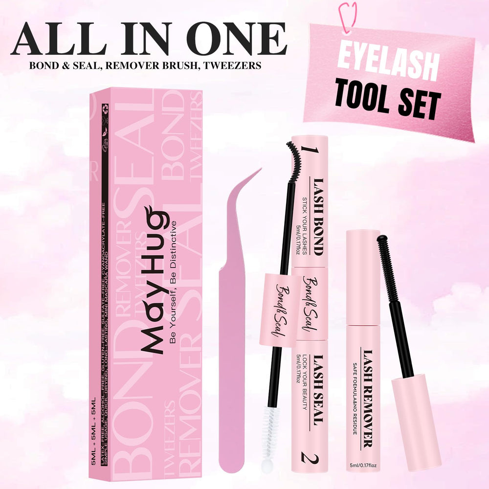 Mayhug stainless steel tweezers with a brush-top to fluff lashes