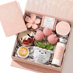 MAYICIVO rose candle in spa gift basket for relaxing bath ambiance