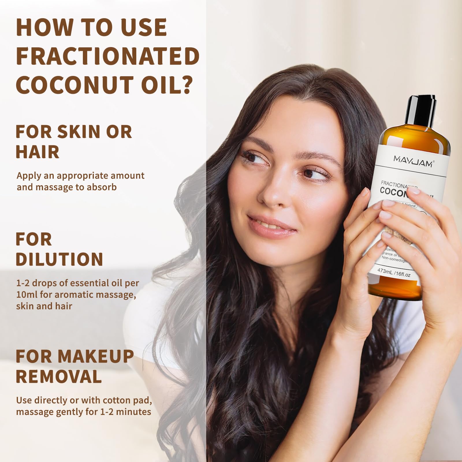 MAYJAM Aceite de Coco Fraccionado, dilución de aceites esenciales para uso seguro.