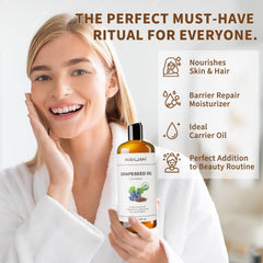 MAYJAM Aceite de uva, etiqueta orgánica visible, garantía de calidad natural.