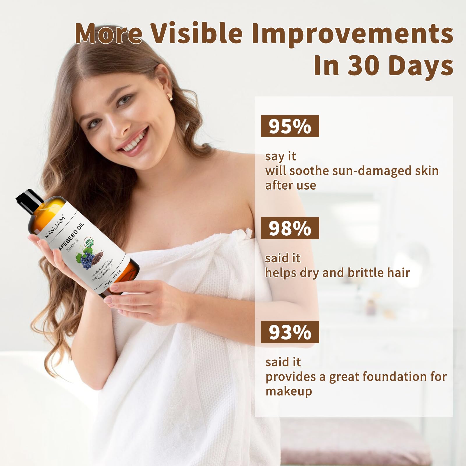 MAYJAM Aceite de uva, ideal para masajes corporales relajantes.