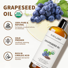 MAYJAM Aceite de uva, textura ligera, se absorbe rápidamente para rostro.