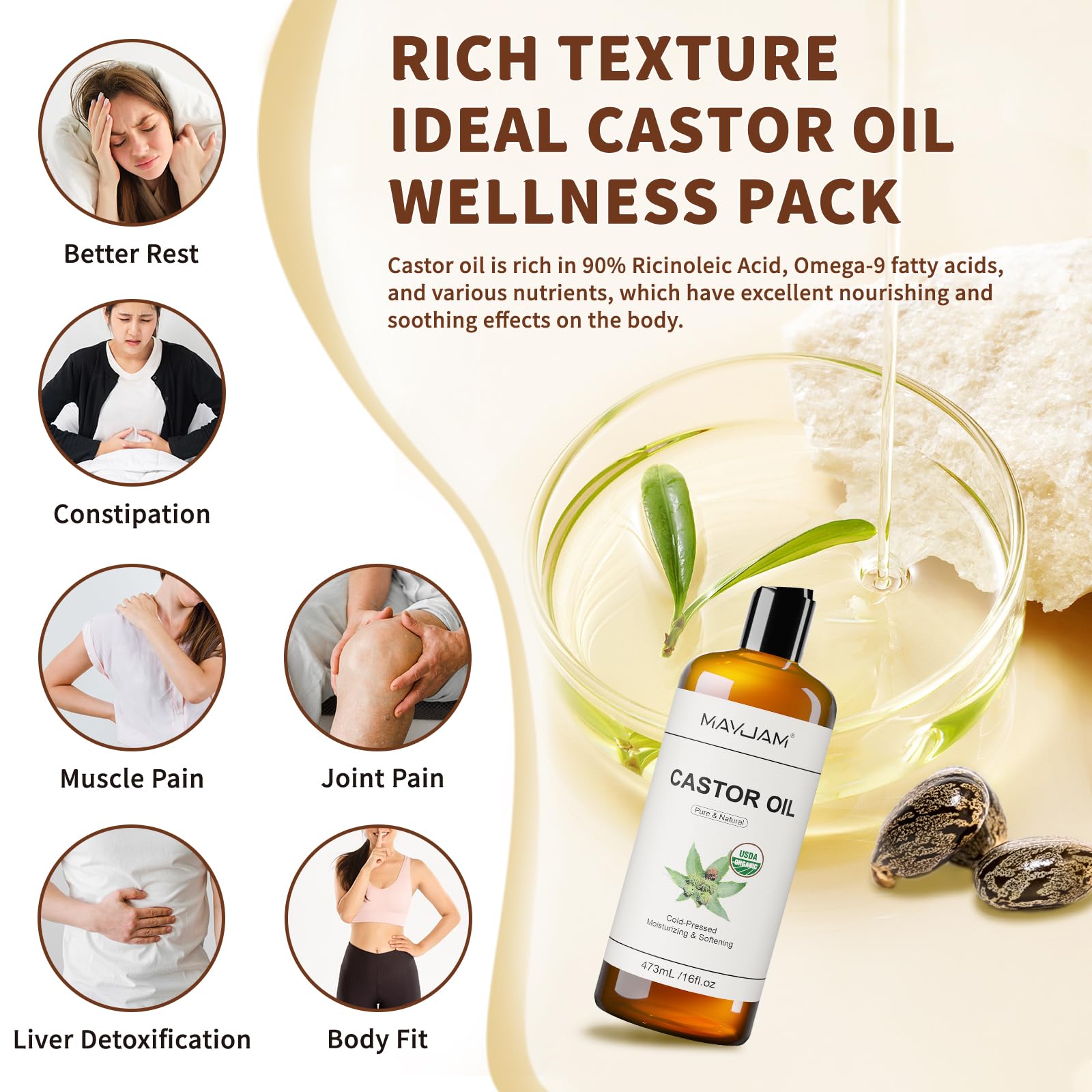 MAYJAM castor oil used on eyelashes and eyebrows for fuller look