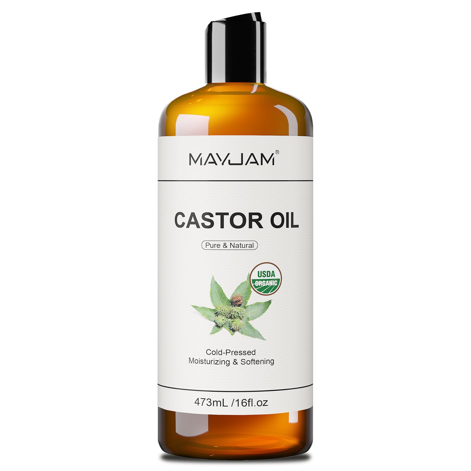 MAYJAM Organic Castor Oil bottle pour for pure conditioning of hair and skin