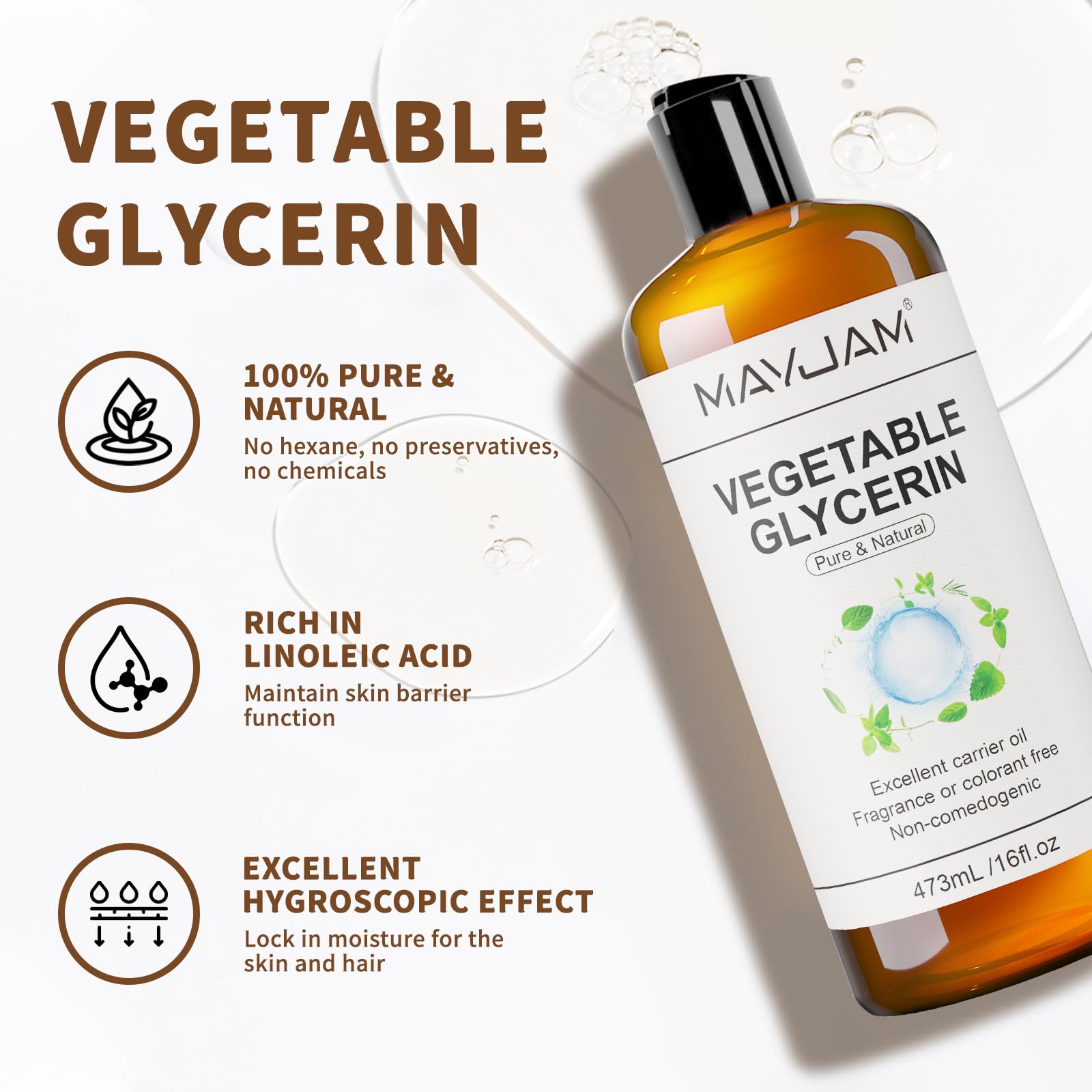 MAYJAM glycerine applied to skin showing gentle moisturizing effect.