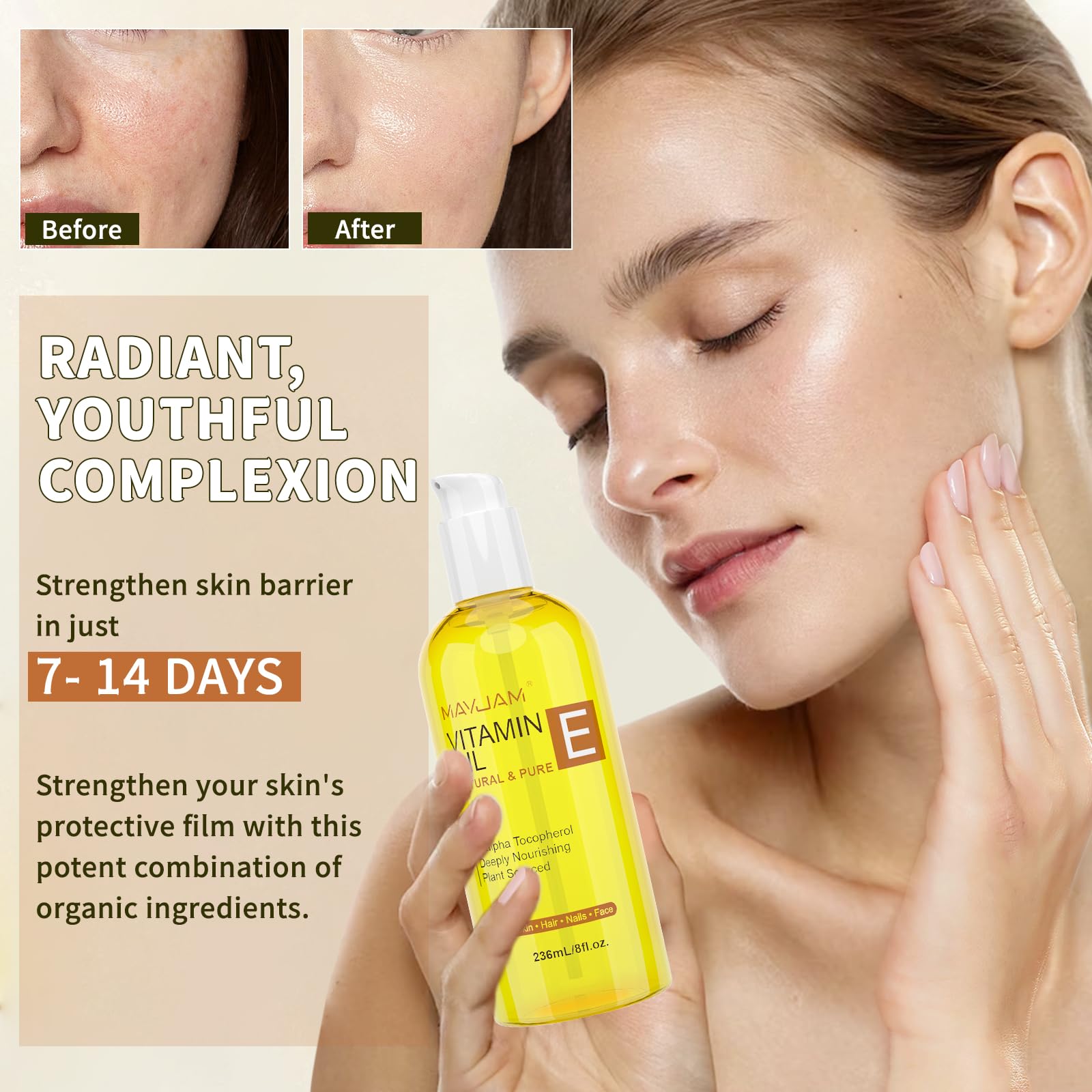 MAYJAM Vitamin E Oil used on nails for conditioning and strength.