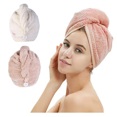 M-bestl hair towel wrap pink close-up shows plush microfiber absorbency for quick, gentle drying.