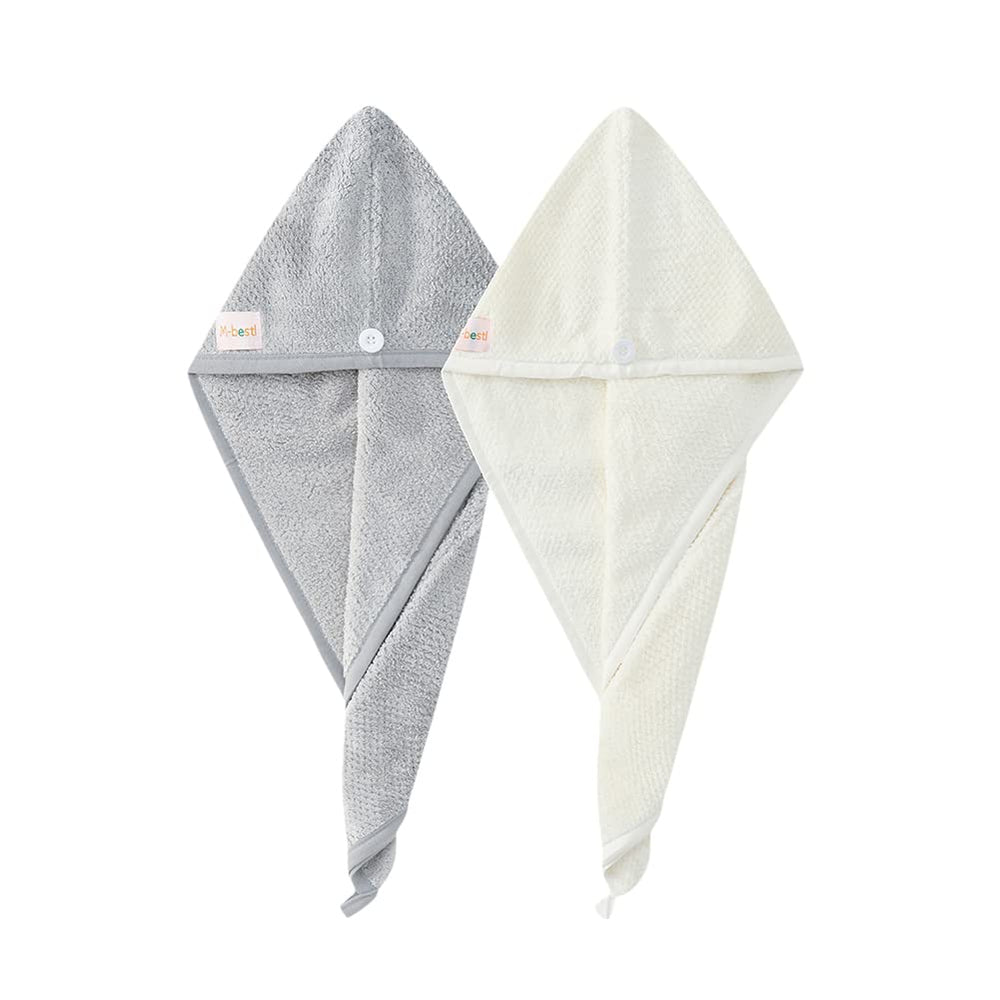 M-bestl toalla gris de microfibra con botón, fijación segura.