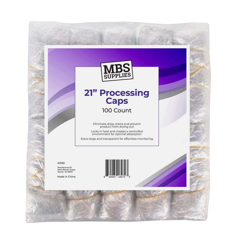 MBS Supplies 21-inch disposable processing cap provides a drip-free barrier during color and conditioning.