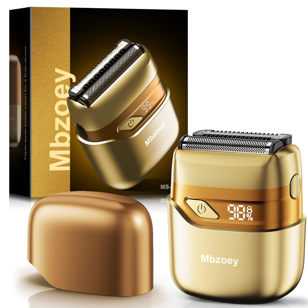 Mbzoey electric foil shaver in compact design for easy travel.