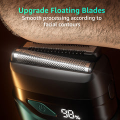 Mbzoey Emerald Green shaver side angle shows slim profile for travel-ready use.