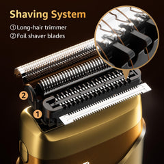 Mbzoey shaver with 3-in-1 trimmer for precise grooming.