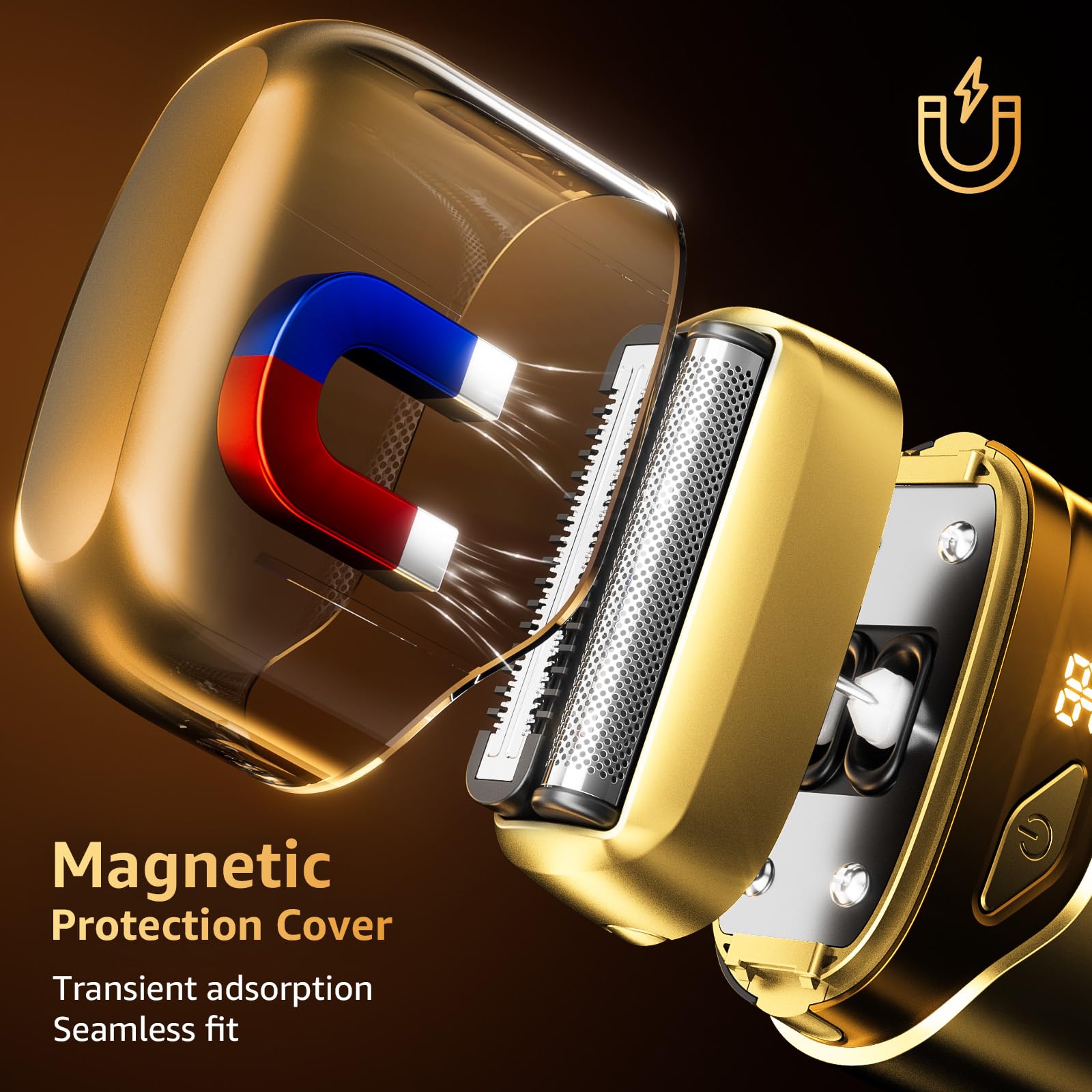 Mbzoey foil shaver LED display shows battery status.