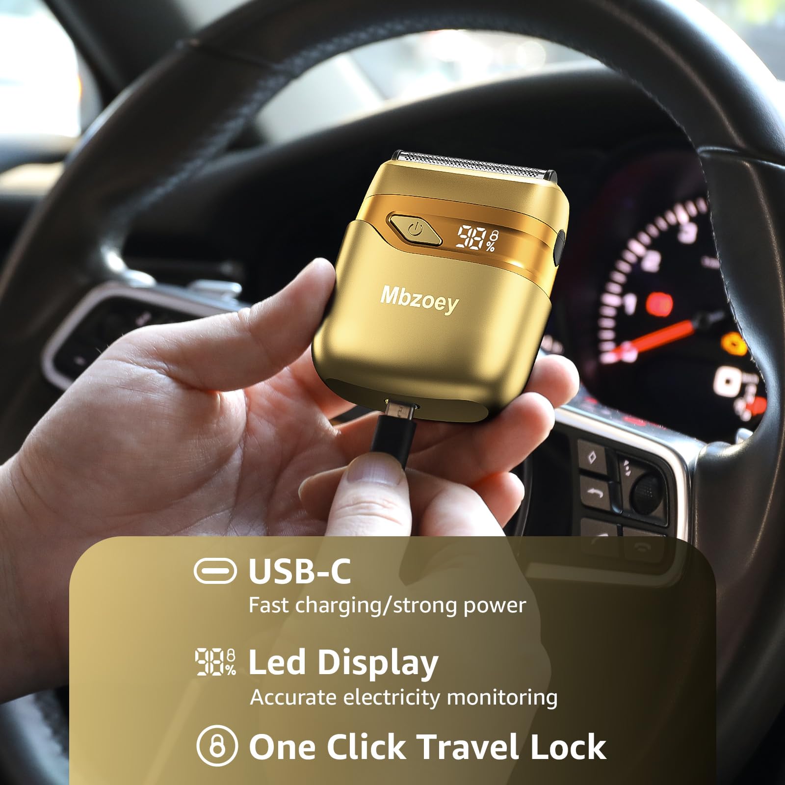 Mbzoey shaver USB-C charging for fast, on-the-go power.