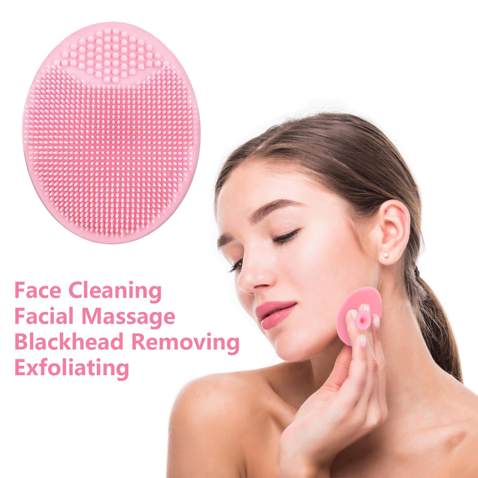 MCIGICM face scrubber demonstrating 4-in-1 cleansing, exfoliation, and massage.