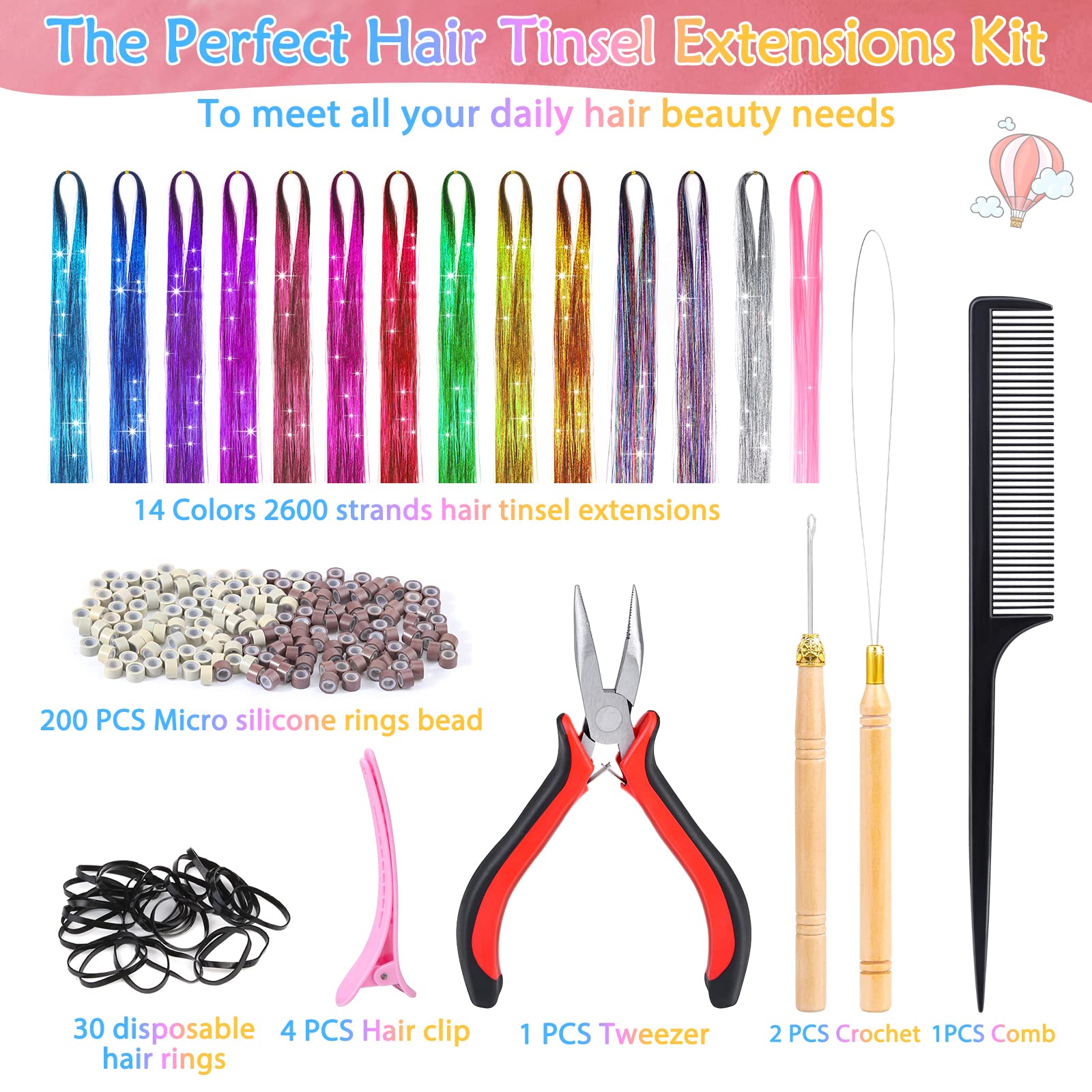 Mckanti 47-inch hair tinsel length for dramatic, long-hair embellishments.