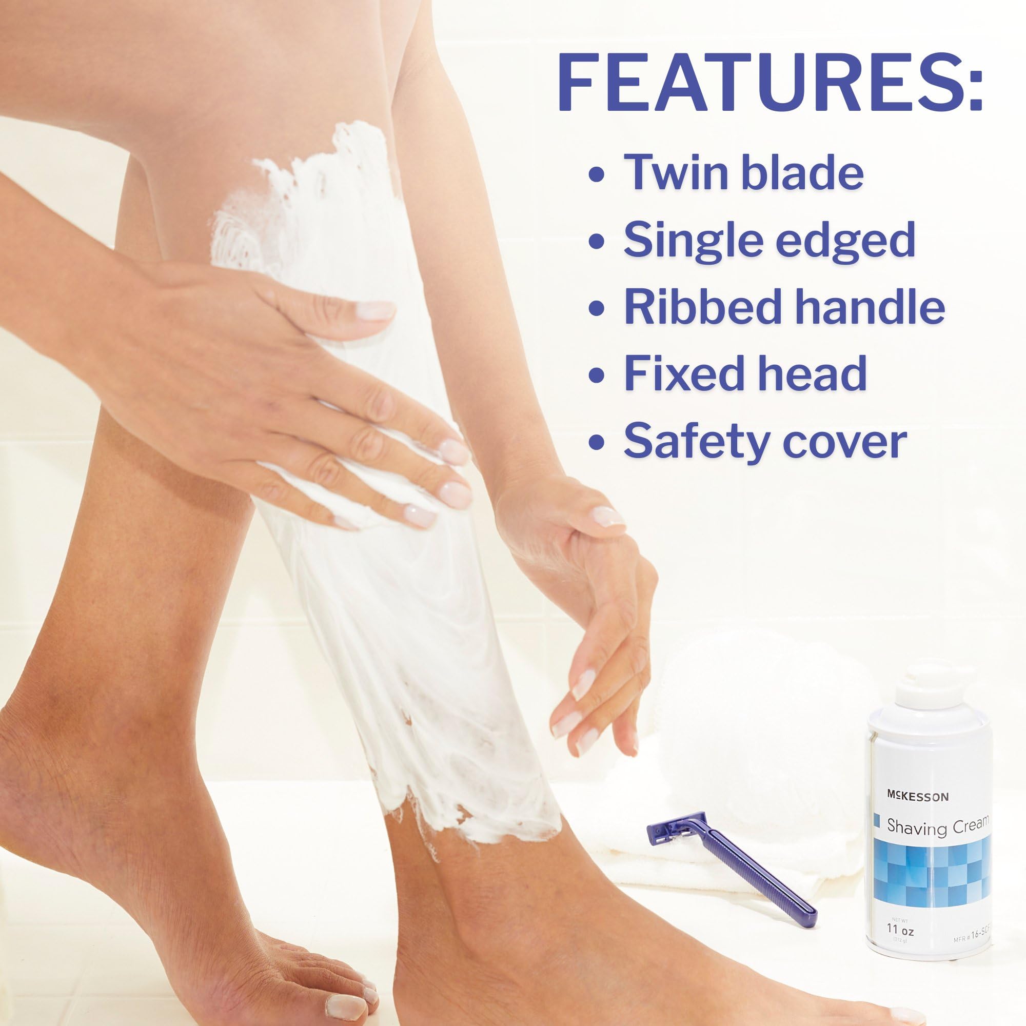 McKesson disposable razors safety cap highlighting hygienic handling and storage