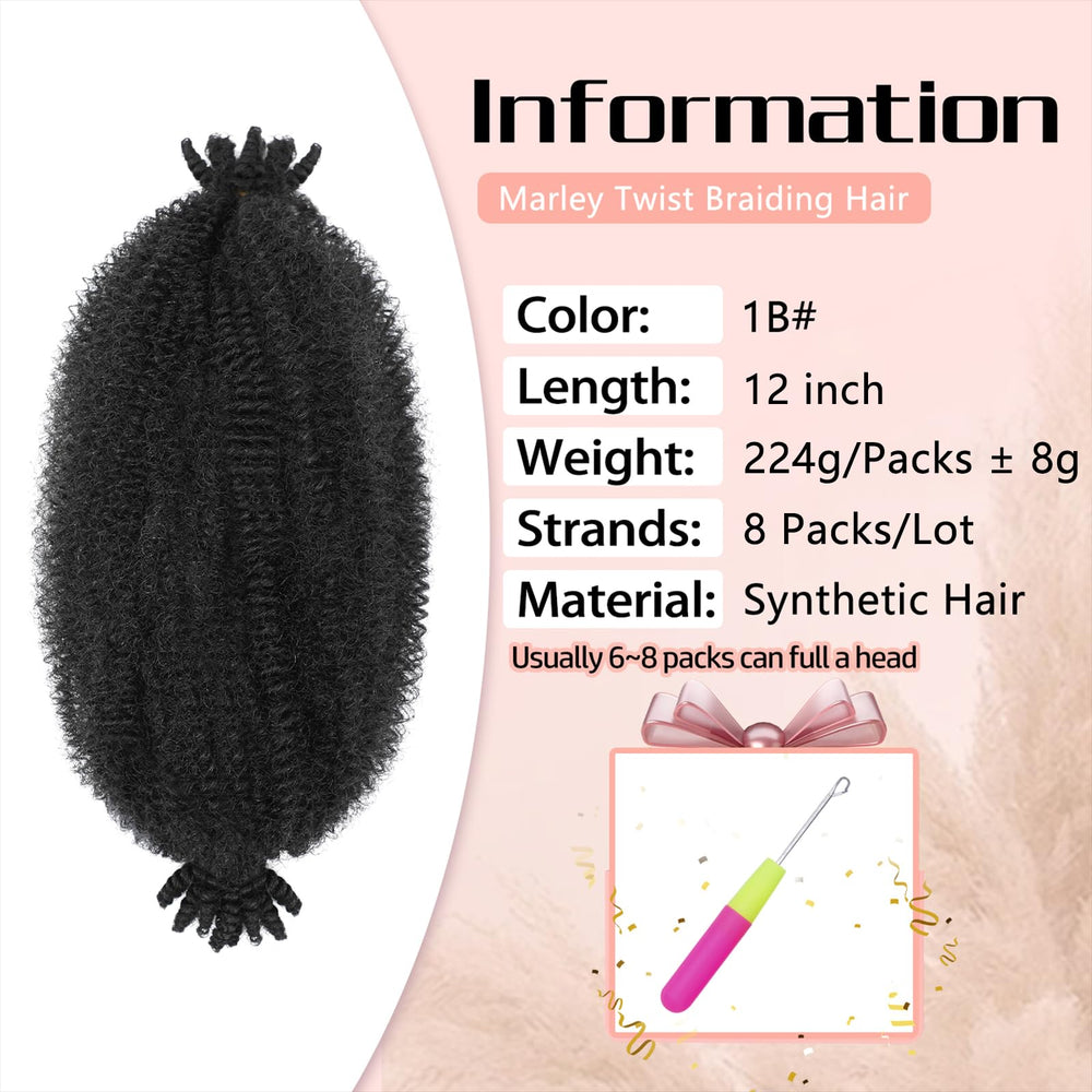 MCNJM Afro twist hair 1B pre-separated eight-pack for easy maintenance.