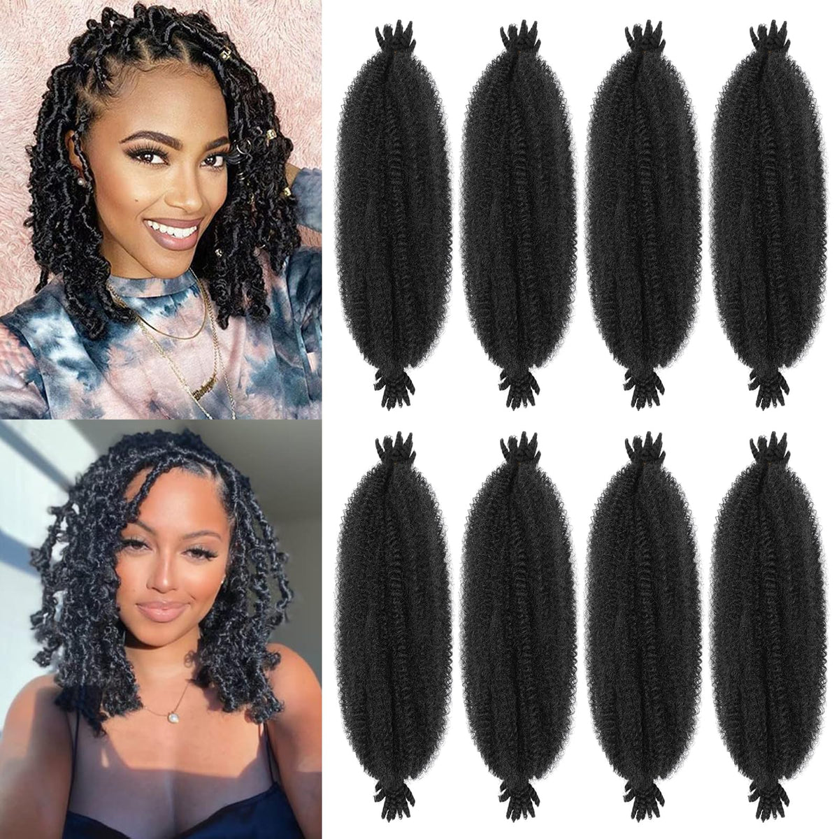 MCNJM Springy Afro Twist 16 inch pre-separated bundle for quick, tangle-free styling.