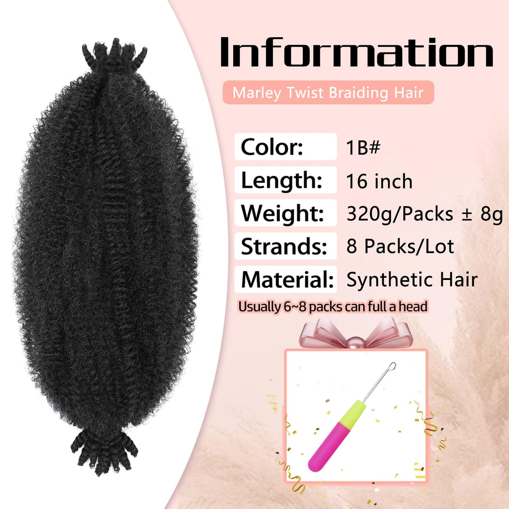 MCNJM Springy Afro Twist 16 inch voluminous pack for a dramatic full look.