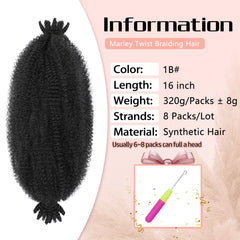 MCNJM Springy Afro Twist 16 inch voluminous pack for a dramatic full look.
