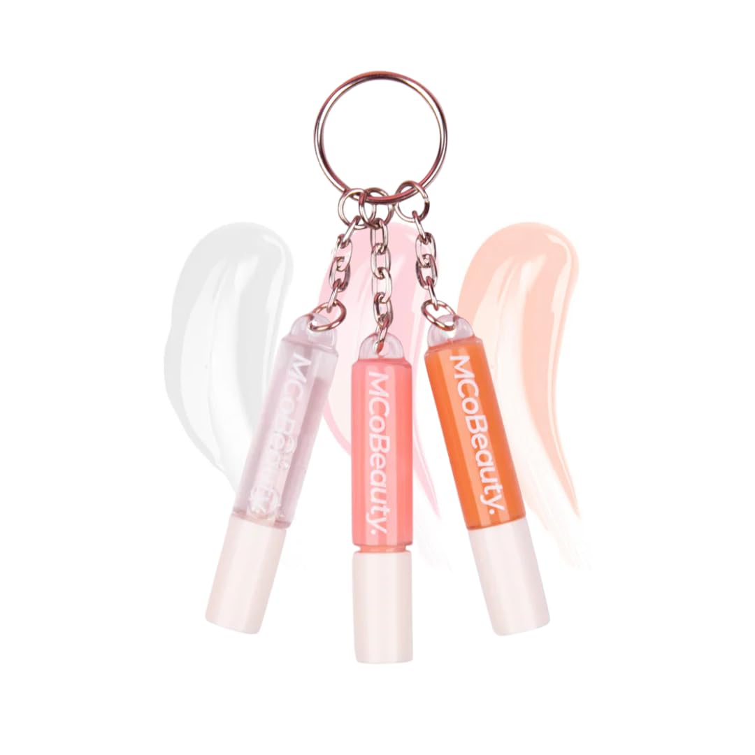 MCoBeauty brillos labiales trío, llavero compacto para llevar hidratación y brillo en cualquier sitio
