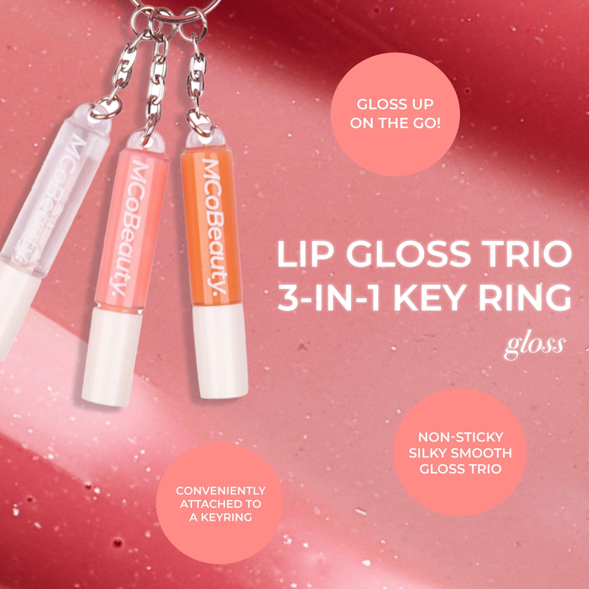 MCoBeauty brillos labiales trío, fórmula hidratante no pegajosa para uso diario