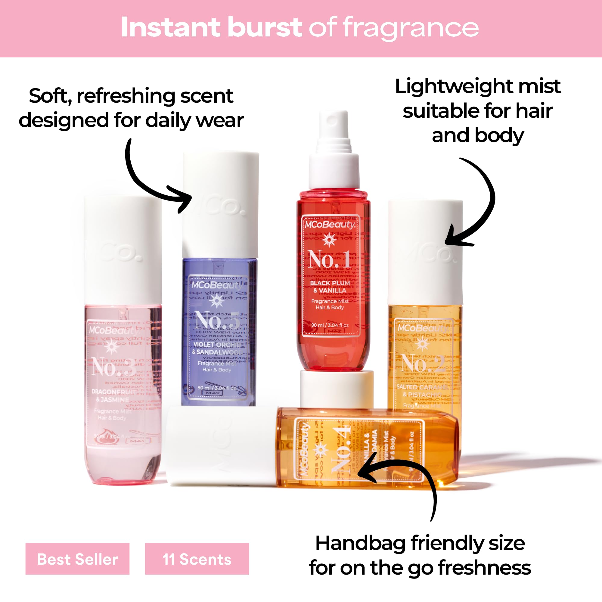 MCoBeauty Fragrance Mist No.2 packaging box emphasizes gift-ready presentation.