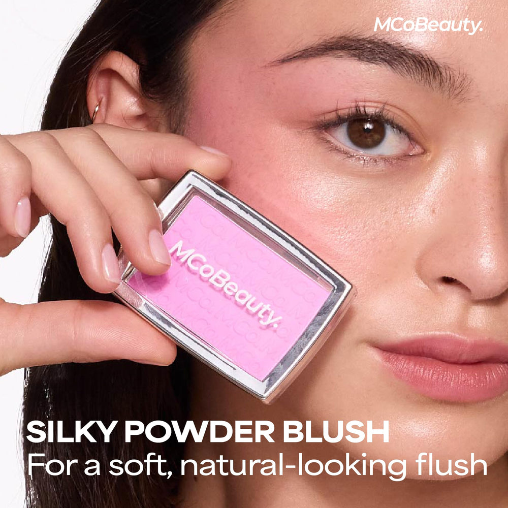MCoBeauty Glow Up pH Powder Blush Vivi Pink tono rosado natural y suave.