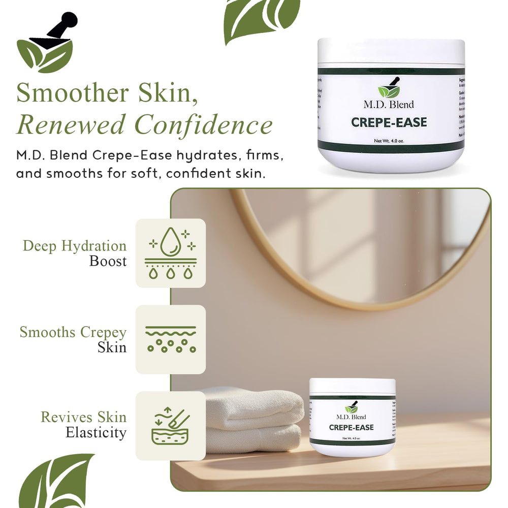 Crepe-Ease cream texture close-up highlighting fast absorption and non greasy feel