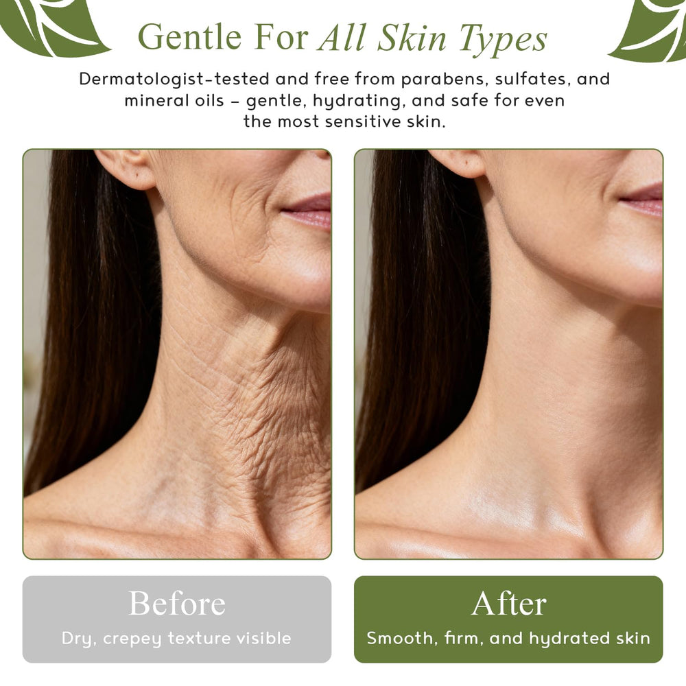 Ingredient highlights with hyaluronic acid, shea butter, and squalane from Crepe-Ease