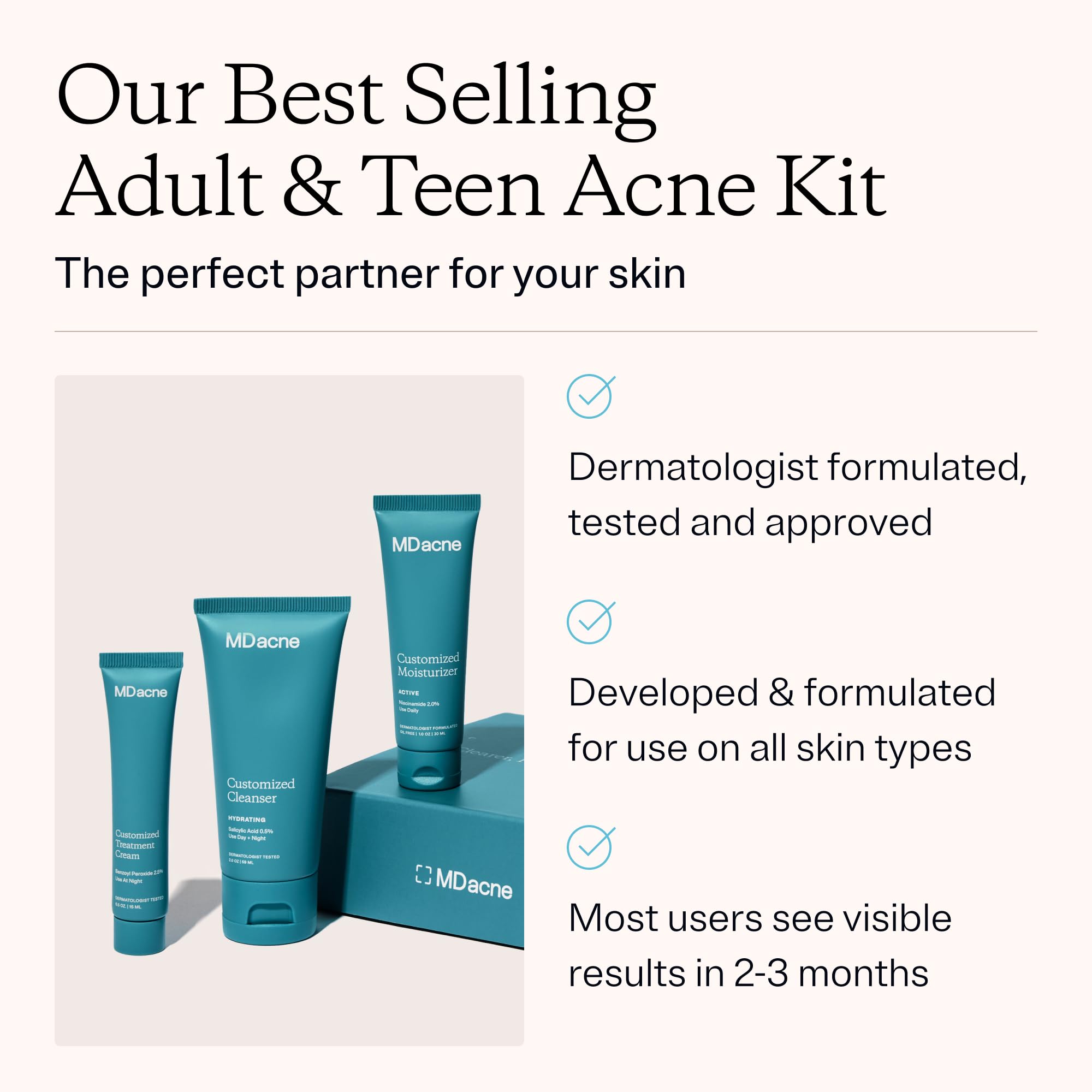 MDacne benzoyl peroxide cream 2.5% applied to a blemish.