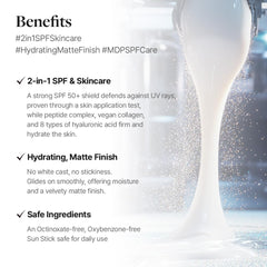 MDP Peptide 9 Bio Sunstick Pro on-face application for lightweight protection.