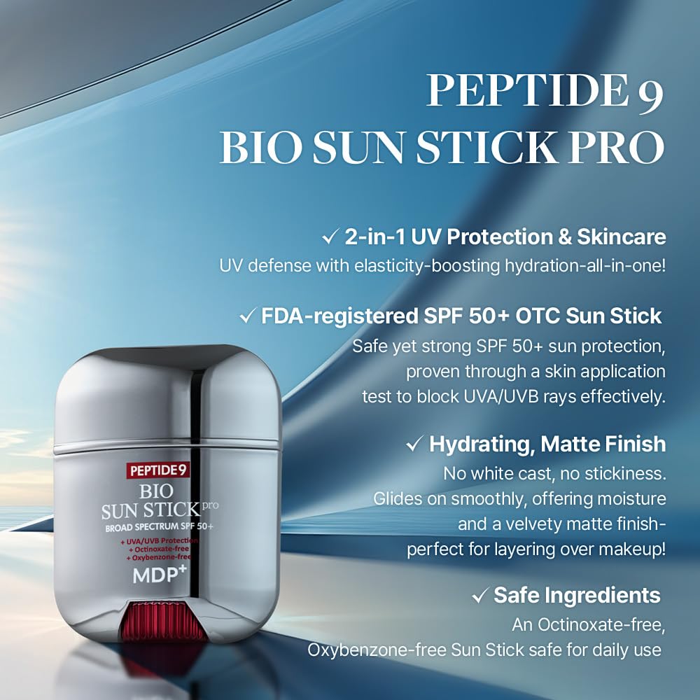 MDP Peptide 9 Bio Sunstick Pro twist-dial applicator enables precise, mess-free use.