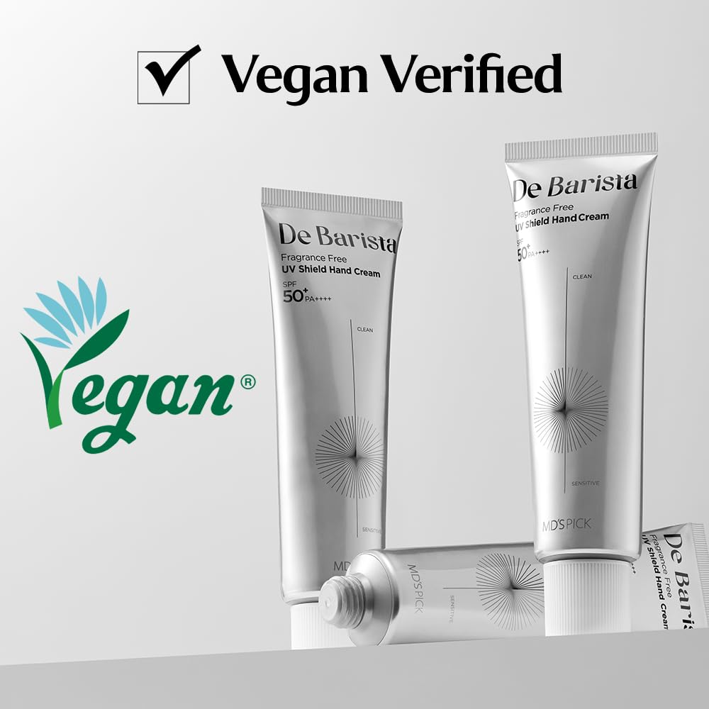 MD'S PICK De Barista Sun Shield Hand Cream with phyto-amino complex counters UV damage.