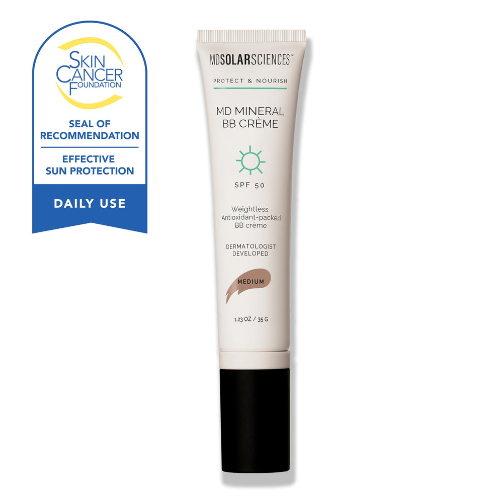 MDSolarSciences Mineral BB Creme SPF 50 tube cap enabling easy reseal for travel