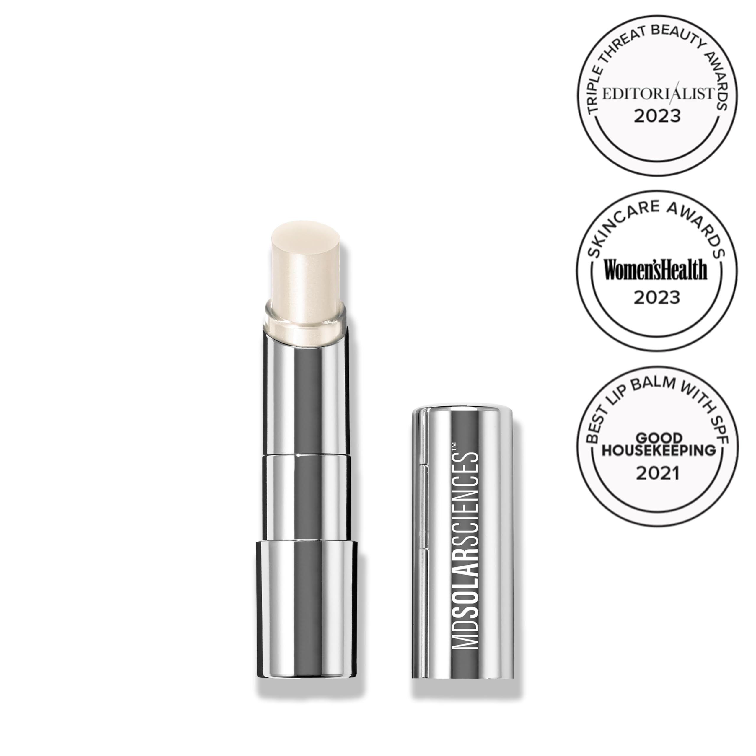 MDSolarSciences Crystal lip balm gliding on lips with hydration and shine