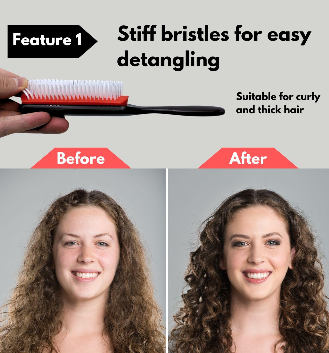 MDSTYLE Hair Brush works on wet or dry hair for versatile styling.