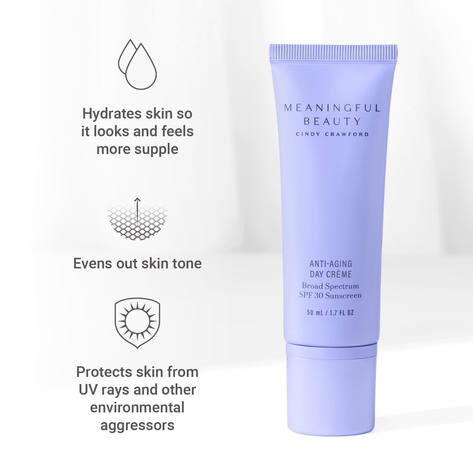 Meaningful Beauty Beyond dispense pump shown for easy, mess-free application.